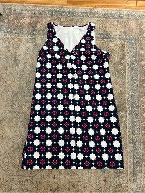 Trina Turk Navy, White & Pink Floral Midi Dress